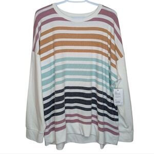 NWT Sonoma XXL Summer Soft Crew Neck Colourful Striped Sweater